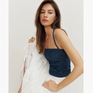 NEW Reformation Irene Denim Halter Top Blue - Size 8